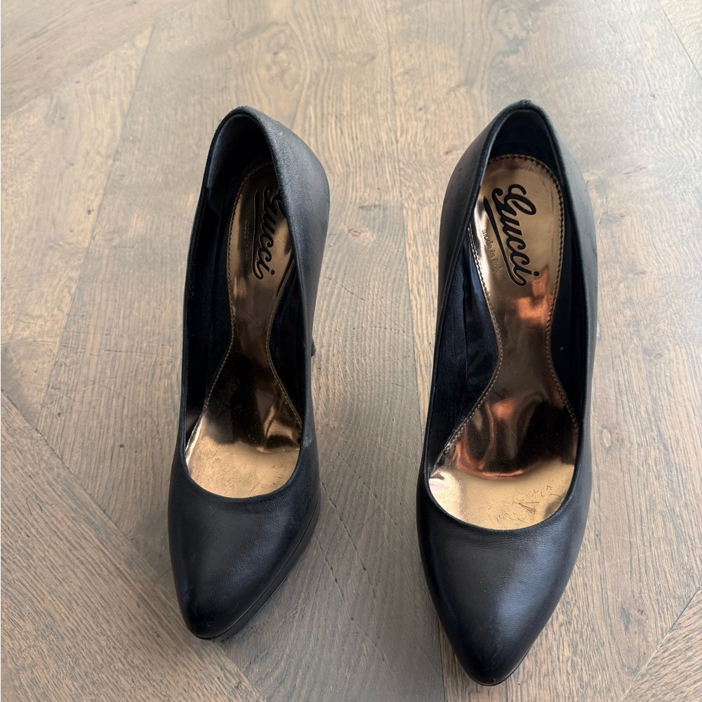 Gucci Black Leather Heels - Picture 1 of 6